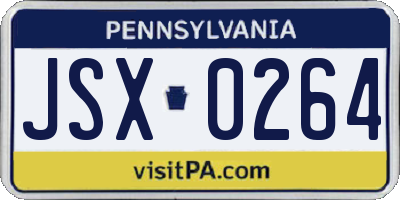 PA license plate JSX0264