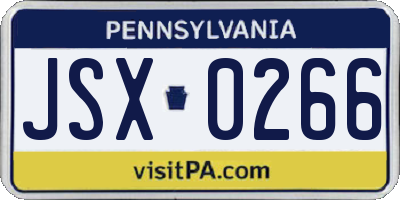 PA license plate JSX0266