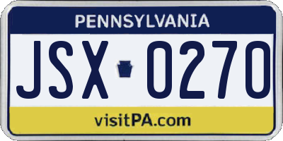 PA license plate JSX0270