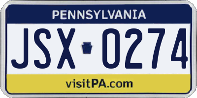 PA license plate JSX0274