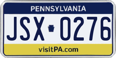PA license plate JSX0276