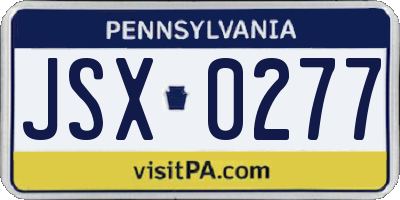PA license plate JSX0277