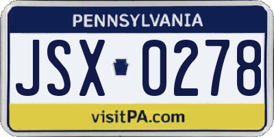 PA license plate JSX0278