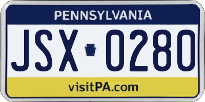 PA license plate JSX0280