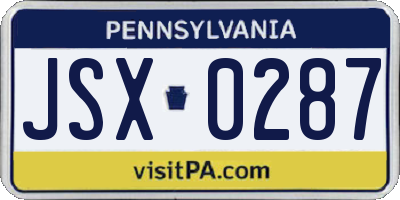 PA license plate JSX0287