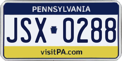 PA license plate JSX0288