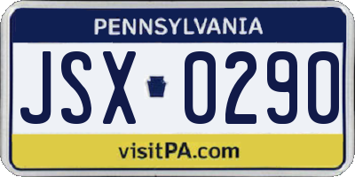 PA license plate JSX0290