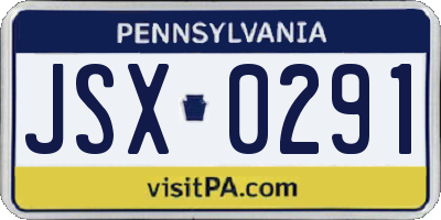 PA license plate JSX0291