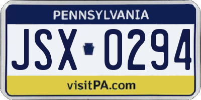 PA license plate JSX0294