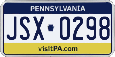 PA license plate JSX0298