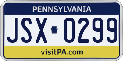 PA license plate JSX0299