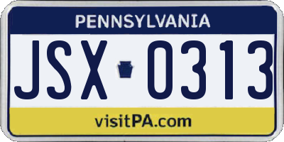 PA license plate JSX0313