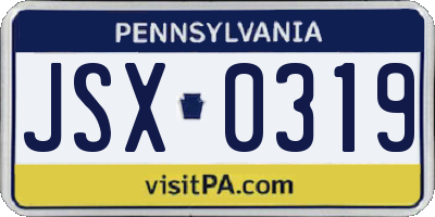 PA license plate JSX0319