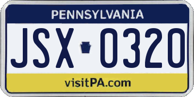 PA license plate JSX0320