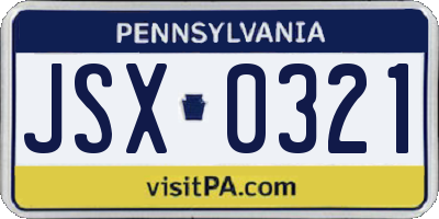 PA license plate JSX0321