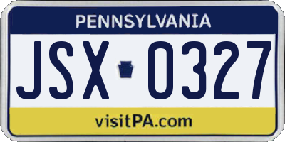 PA license plate JSX0327