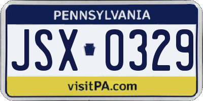 PA license plate JSX0329