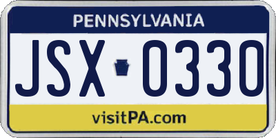 PA license plate JSX0330