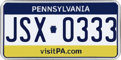 PA license plate JSX0333