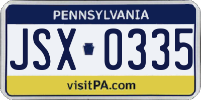 PA license plate JSX0335