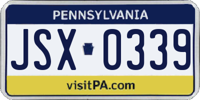 PA license plate JSX0339