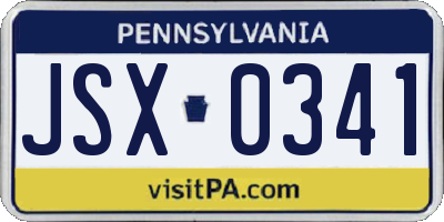 PA license plate JSX0341