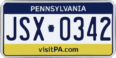 PA license plate JSX0342