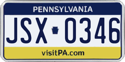 PA license plate JSX0346