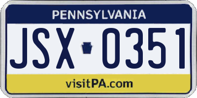 PA license plate JSX0351
