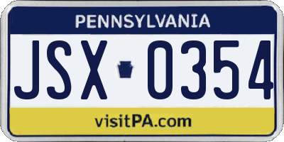PA license plate JSX0354
