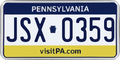 PA license plate JSX0359