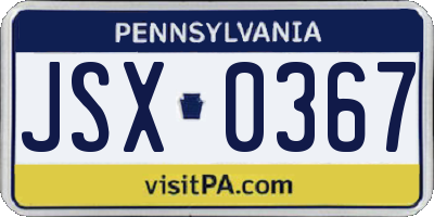 PA license plate JSX0367