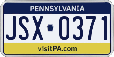 PA license plate JSX0371