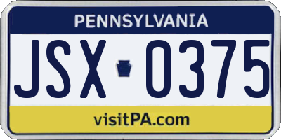 PA license plate JSX0375