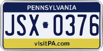 PA license plate JSX0376