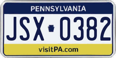 PA license plate JSX0382