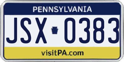 PA license plate JSX0383