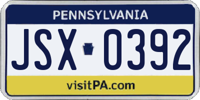 PA license plate JSX0392