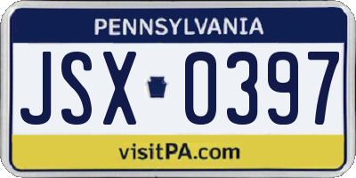 PA license plate JSX0397