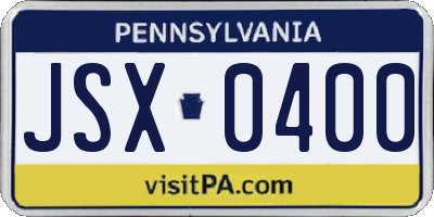 PA license plate JSX0400