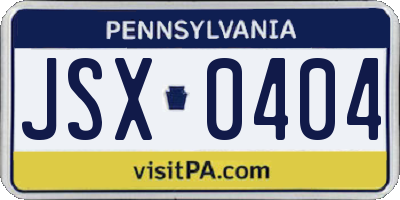 PA license plate JSX0404