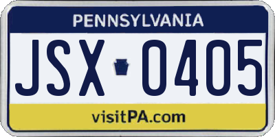 PA license plate JSX0405