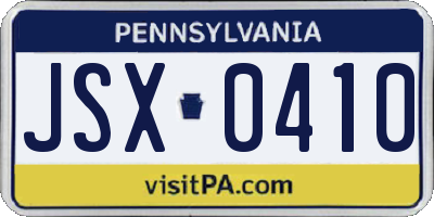 PA license plate JSX0410