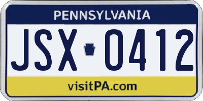 PA license plate JSX0412