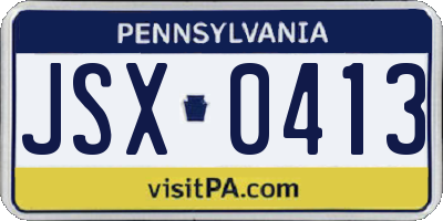 PA license plate JSX0413