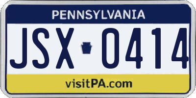 PA license plate JSX0414