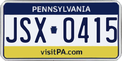 PA license plate JSX0415