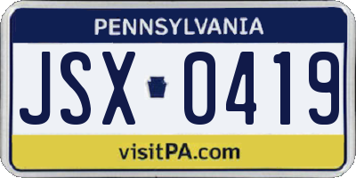 PA license plate JSX0419