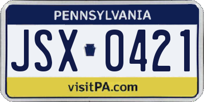 PA license plate JSX0421