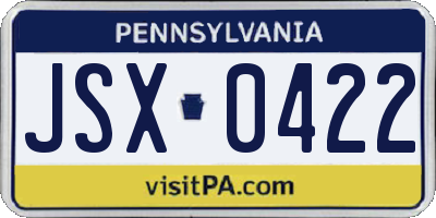 PA license plate JSX0422